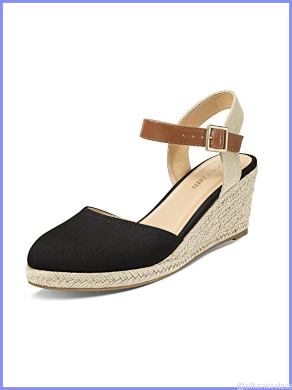 PIZZ ANNU Espadrille Low Wedge Sandals Buckle Ankle Strap Close Toe Platform